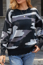 Load image into Gallery viewer, Camouflage Destroyed Hem Sweater
