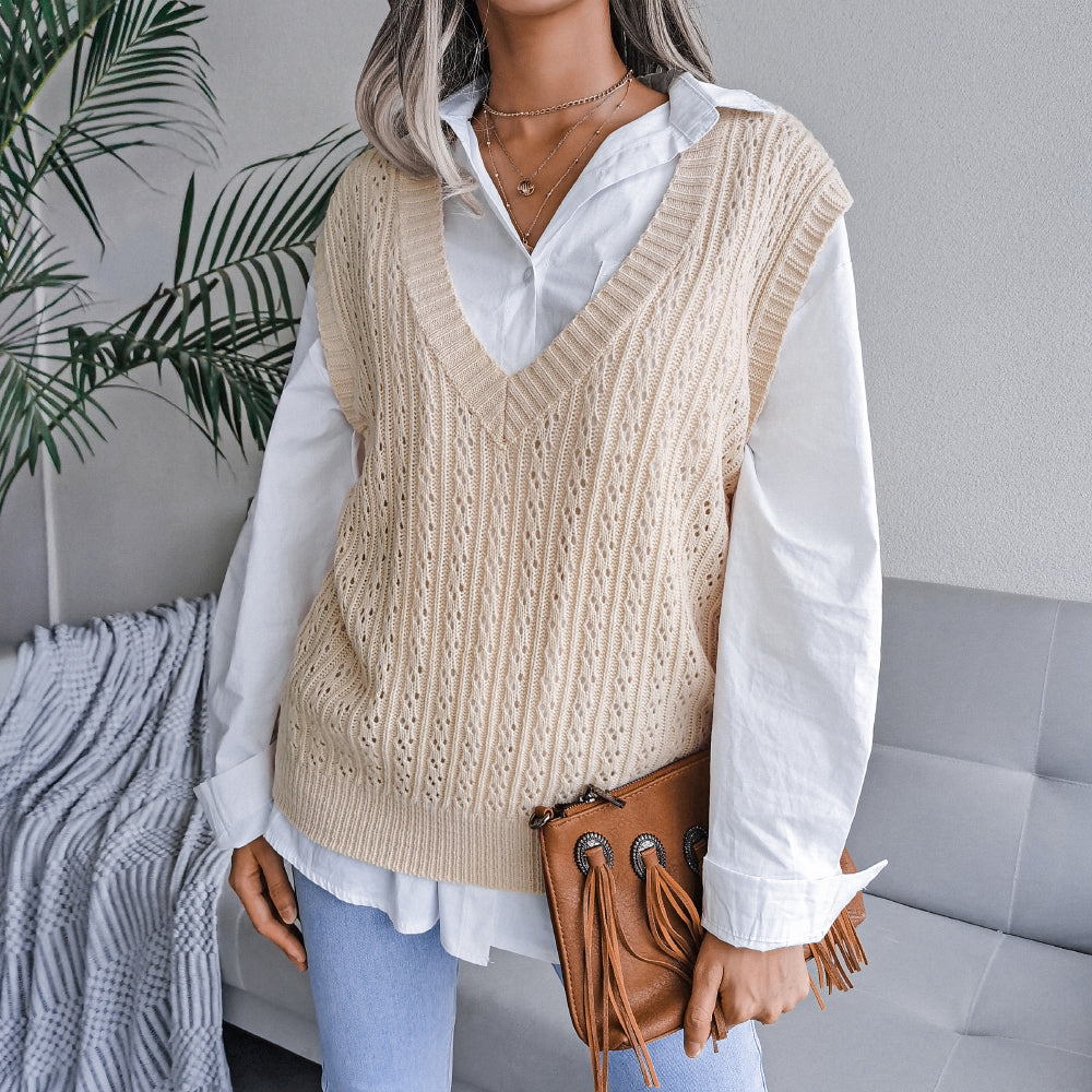 Cable-Knit Openwork Sweater Vest