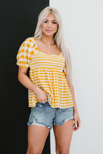 Load image into Gallery viewer, Mittoshop Sunny Meadow Full Size Run Gingham Babydoll Top
