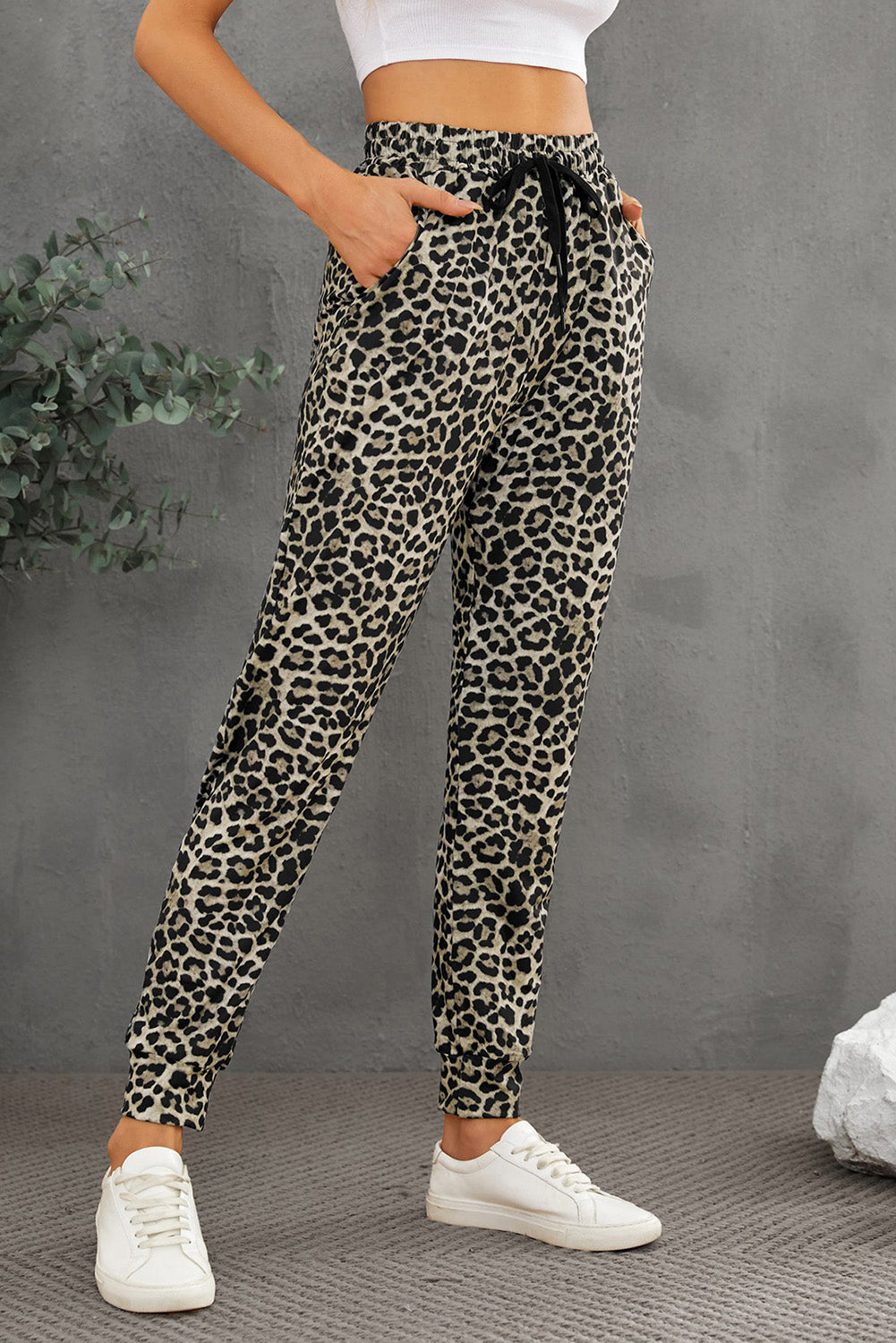 Leopard Print High Waist Slim-fit Pants