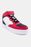 Berness Color Block High Top Lace-Up Sneakers in Red