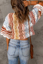 Load image into Gallery viewer, Multicolored Chevron Stripe Open Work Cropped Sweater
