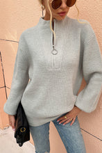 Load image into Gallery viewer, Quarter Zip Rib-Knit Sweater
