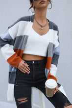 Load image into Gallery viewer, Color Block Long Sleeve Cardigan with Pockets
