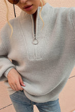 Load image into Gallery viewer, Quarter Zip Rib-Knit Sweater
