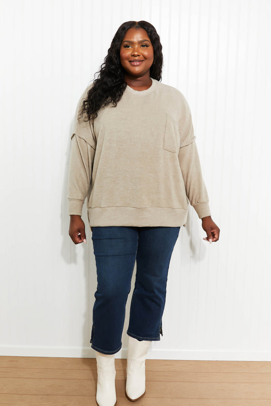 Zenana Home for the Weekend Full Size Brushed Melange Sweater