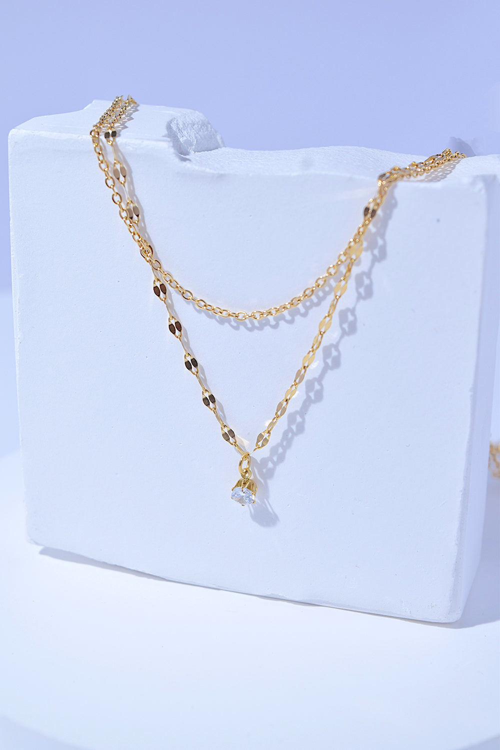 Rhinestone Pendant Double-Layered Necklace