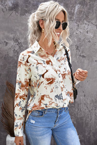 Abstract Print Button Down Shirt