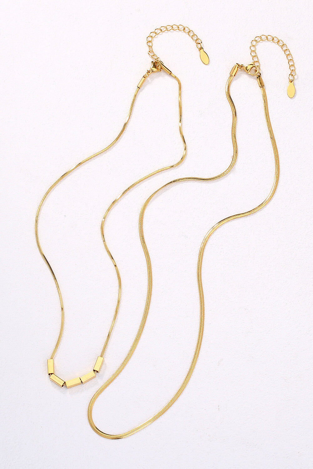 Double-Layered Herringbone Chain Necklace