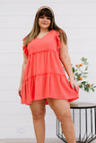 Zenana Call Me Later Full Size Tiered Mini Dress in Deep Coral