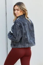 Load image into Gallery viewer, Andree by Unit Full Size Bead Detail Cropped Denim Jacket
