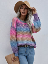 Load image into Gallery viewer, Gradient Stripes Rib-Knit Sweater
