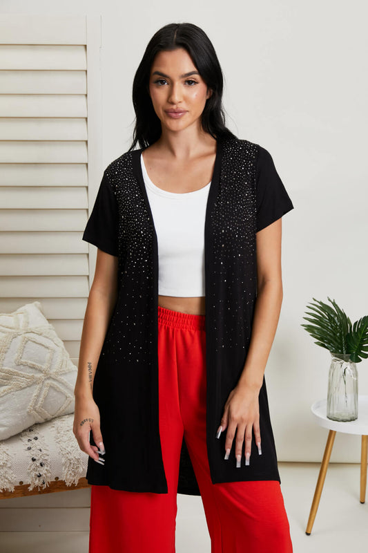 Vocal See You at Eight Full Size Studded Duster Cardigan