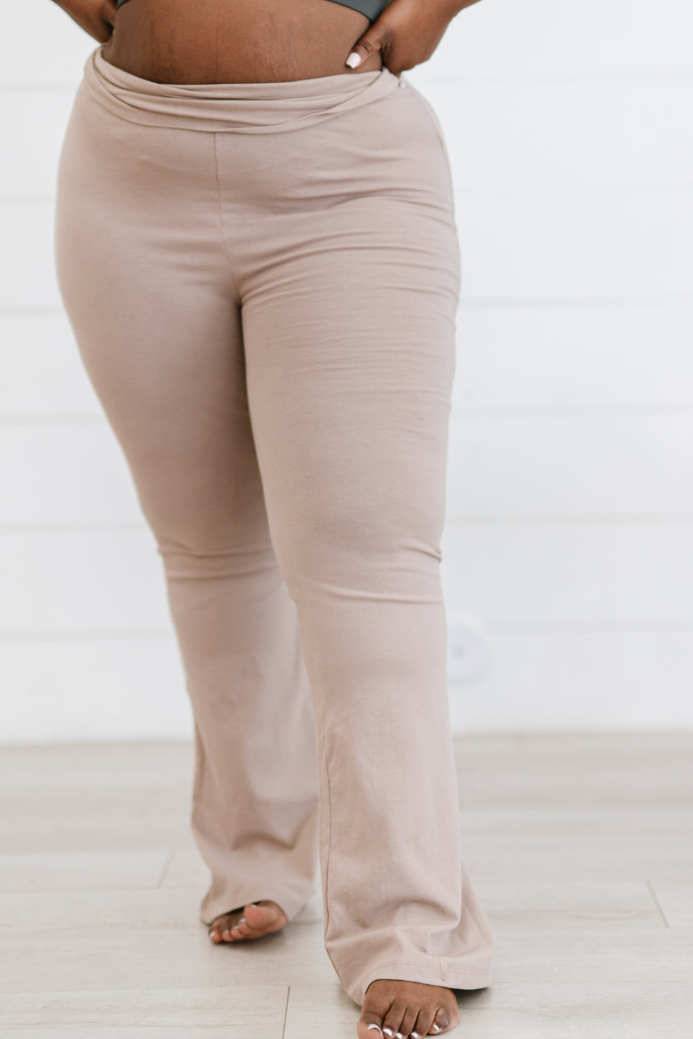 Zenana Keep It Up Full Size Flare Yoga Pants in Ash Mocha