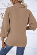 Load image into Gallery viewer, Horizontal-Ribbing Balloon Sleeve Collared Pullover
