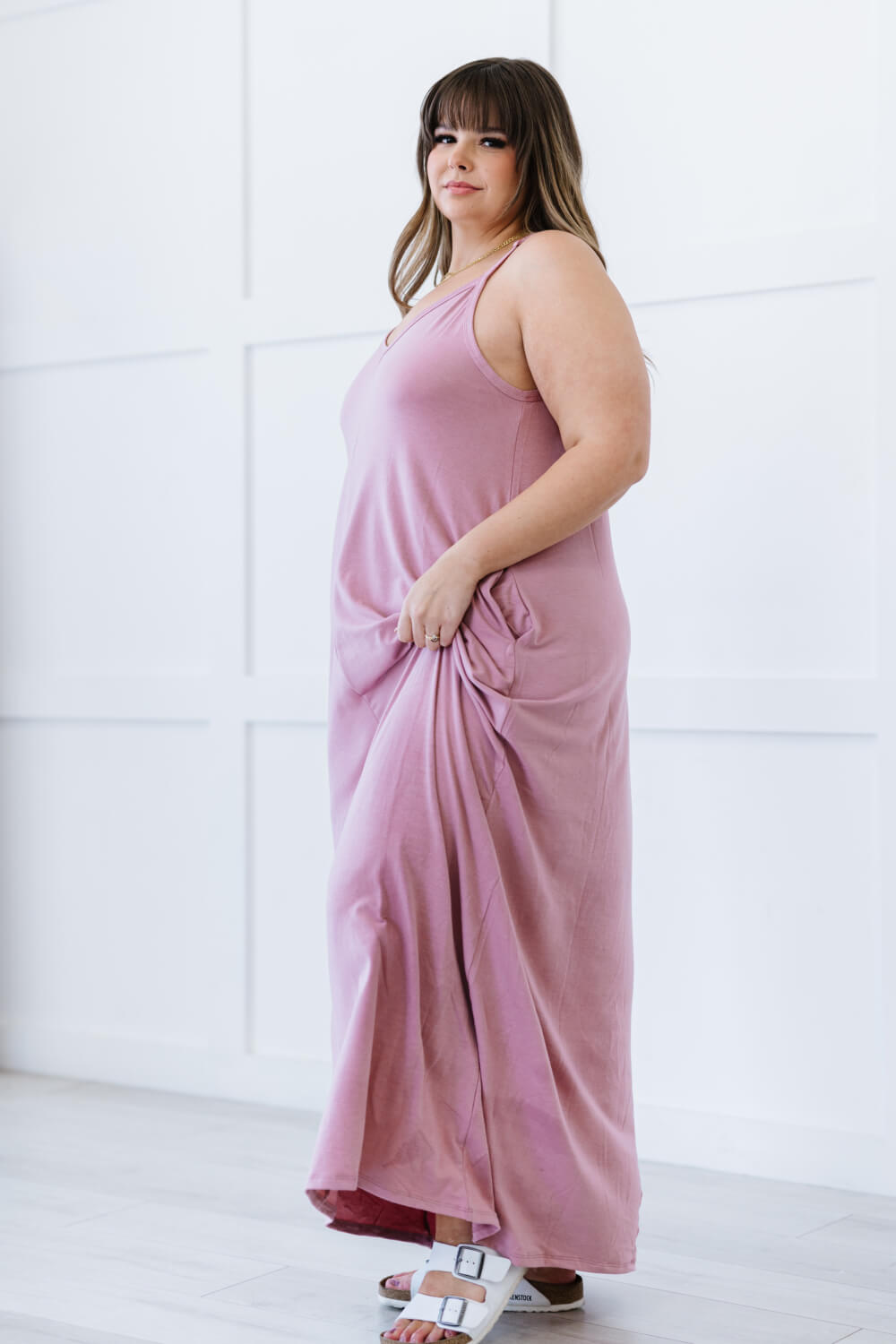 Zenana Beach Vibes Full Size Cami Maxi Dress in Light Rose