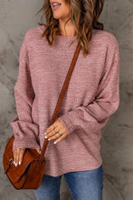 Load image into Gallery viewer, Heathered Dropped Shoulder Round Neck Sweater
