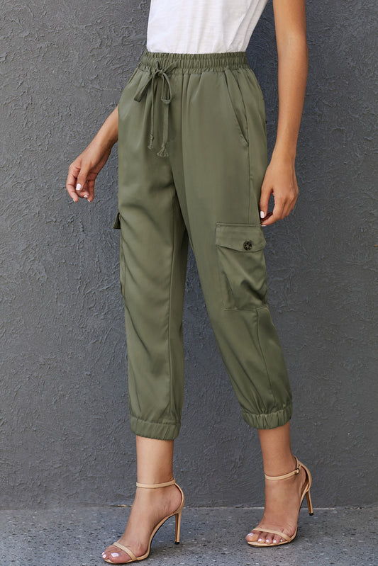 Cargo Pocketed Drawstring Joggers