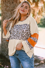 Load image into Gallery viewer, Plus Size Leopard Color Block Side Slit Top
