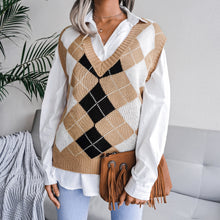 Load image into Gallery viewer, Argyle Ribbed Trim Sweater Vest
