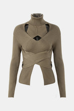 Load image into Gallery viewer, Crisscross Cutout Rib-Knit Sweater
