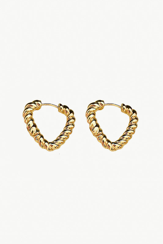 Twisted Triangle Hoop Earrings in Gold