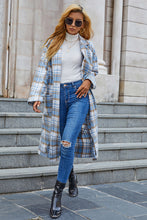 Load image into Gallery viewer, Plaid Button Front Longline Coat
