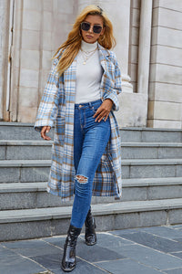 Plaid Button Front Longline Coat