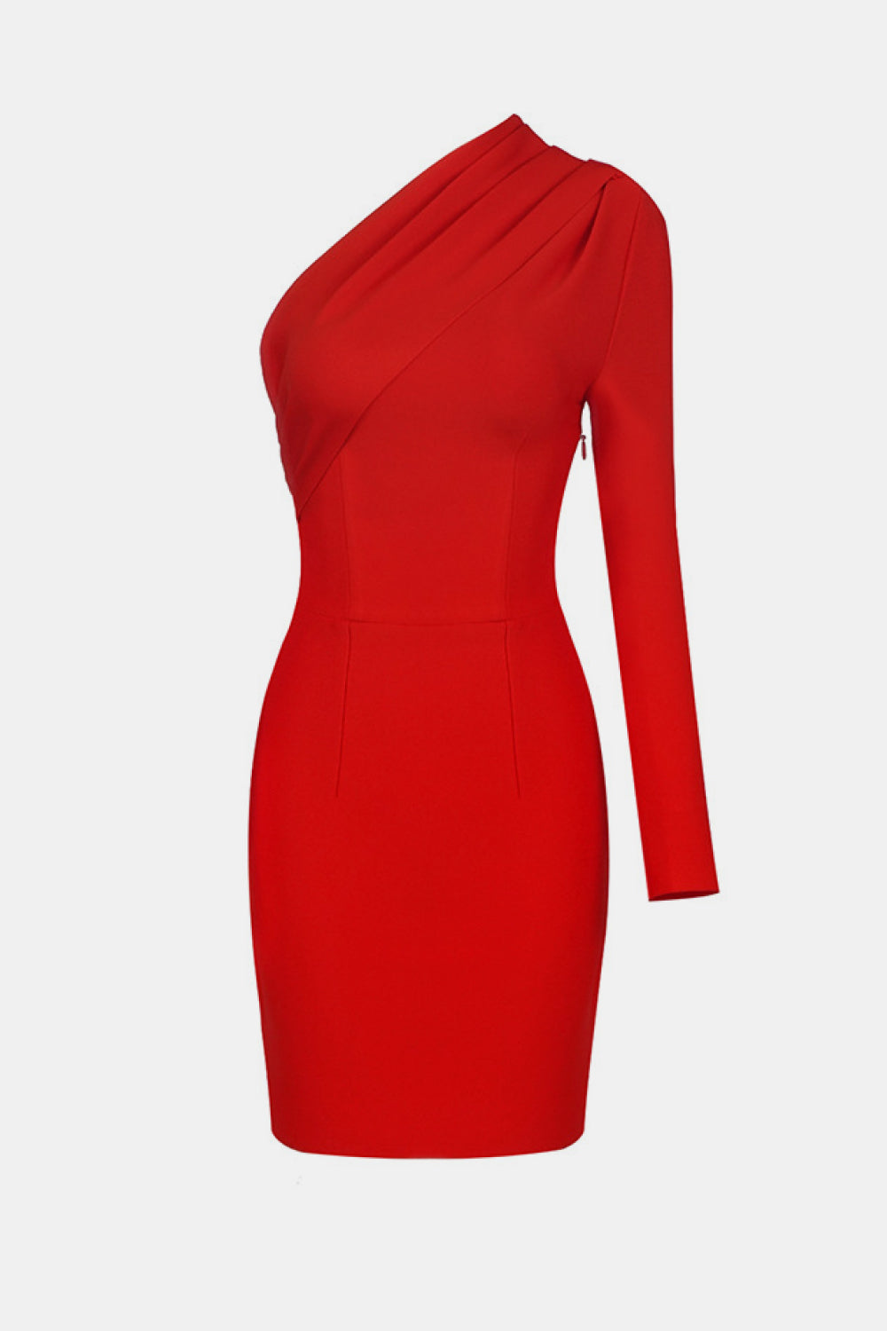 Asymmetrical Neck One-Shoulder Bodycon Dress