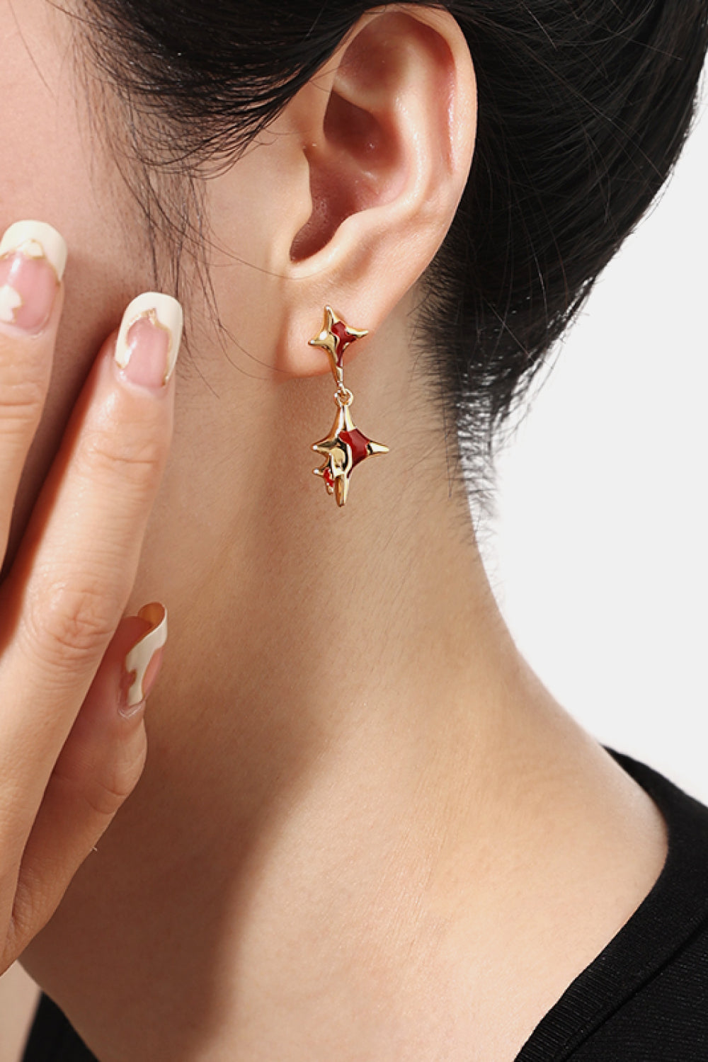 Four-Pointed Star Drop Earrings