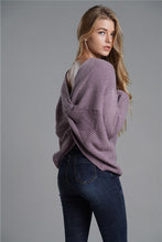 Load image into Gallery viewer, Twist Detail Rib-Knit Reversible Sweater
