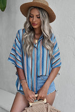 Load image into Gallery viewer, Multicolor Striped Short Sleeve Blouse
