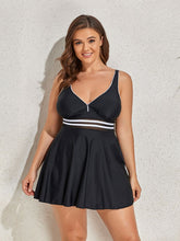 Load image into Gallery viewer, Plus Size Contrast Sweetheart Neck Swim Dress and Bottoms Set
