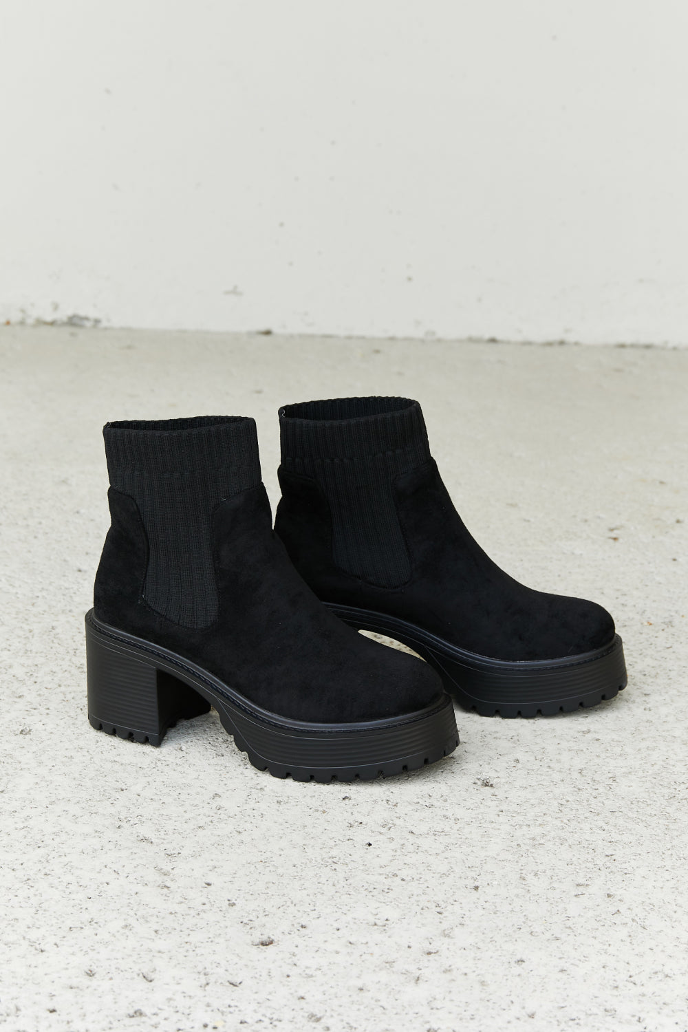 Weeboo Strive For More Chunky Sole Sock Booties in Black