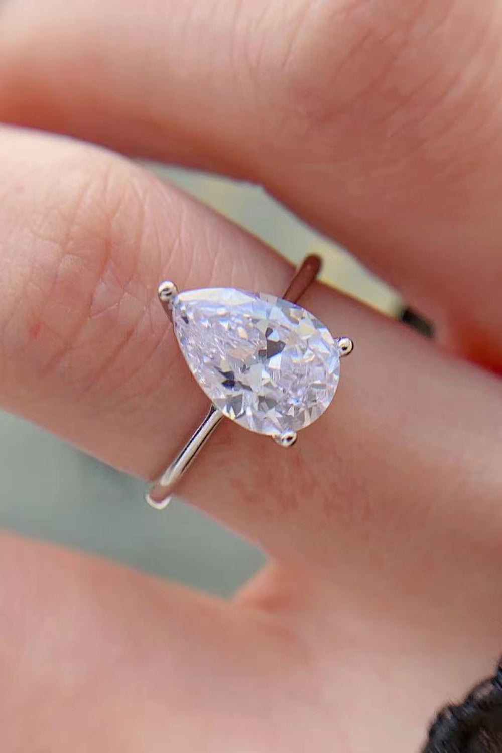 Classic Teardrop 2 Carat Moissanite Ring