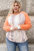 Load image into Gallery viewer, Plus Size Animal Print Contrast Raglan Sleeve Top
