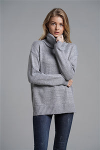 Side Slit Turtleneck Sweater