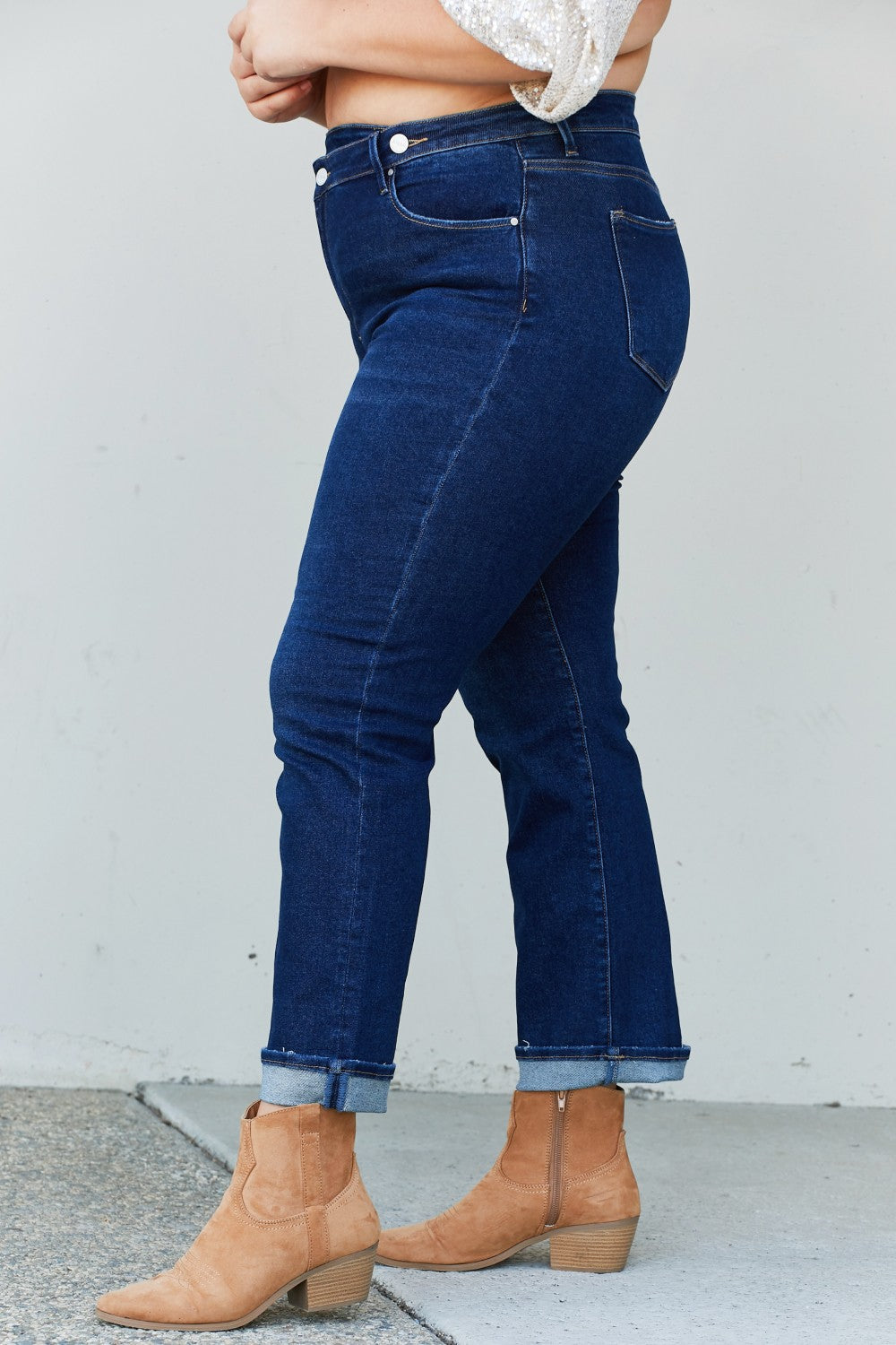 RISEN Crossover Waist Jeans with Pockets