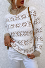 Load image into Gallery viewer, Snowflake Contrast Trim Long Sleeve Sweater
