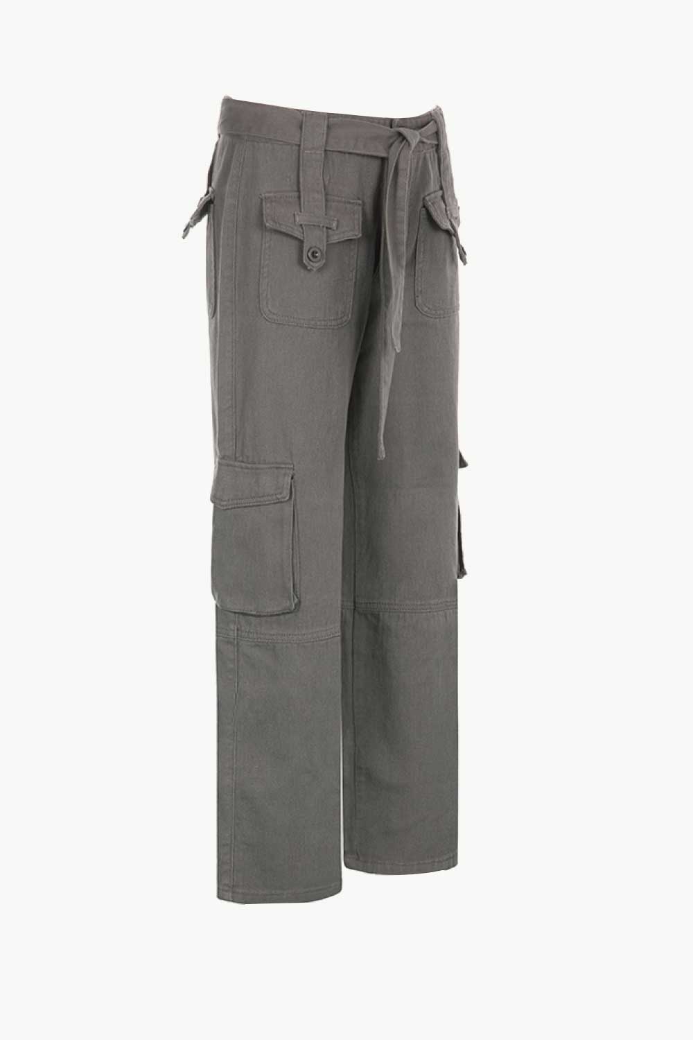 Belted Wide Leg Cargo Jeans