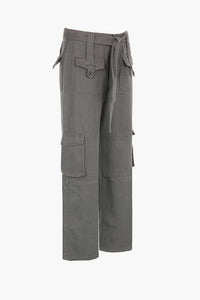 Belted Wide Leg Cargo Jeans