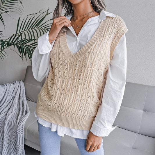 Cable-Knit Openwork Sweater Vest