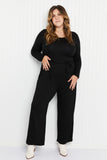 White Birch Lost in Your Eyes Full Size Wide-Leg Jumpsuit in Black