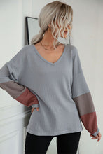 Load image into Gallery viewer, Color Block Sleeve Waffle Knit Tee
