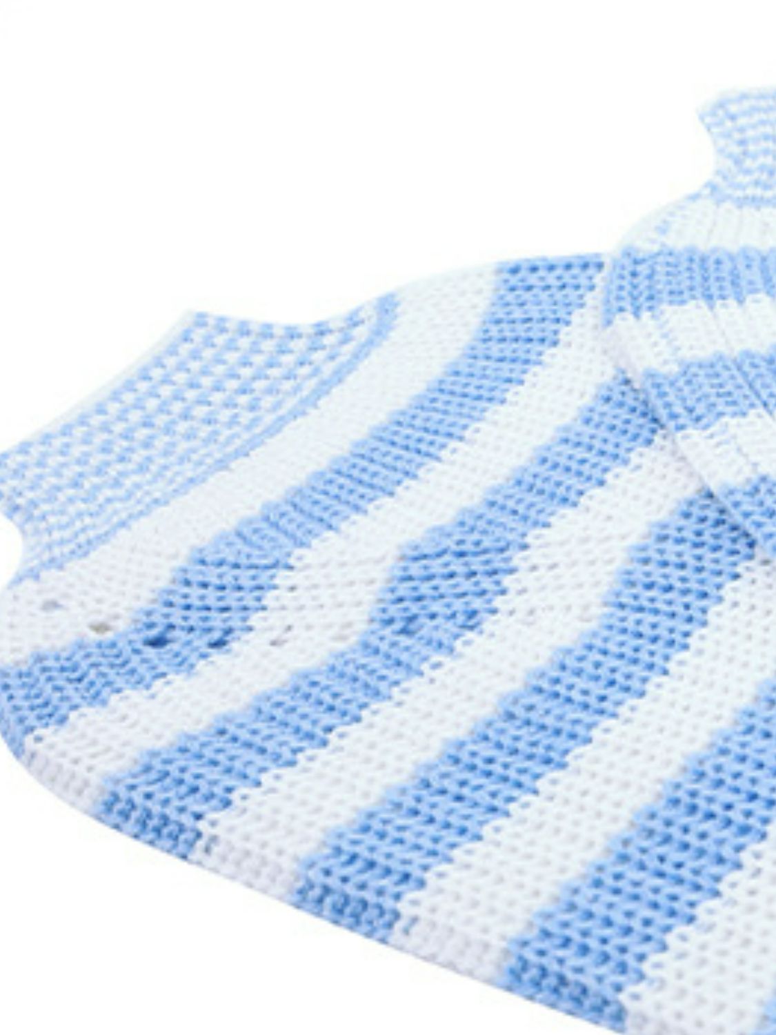 Striped Rib-Knit Lantern Sleeve Cardigan