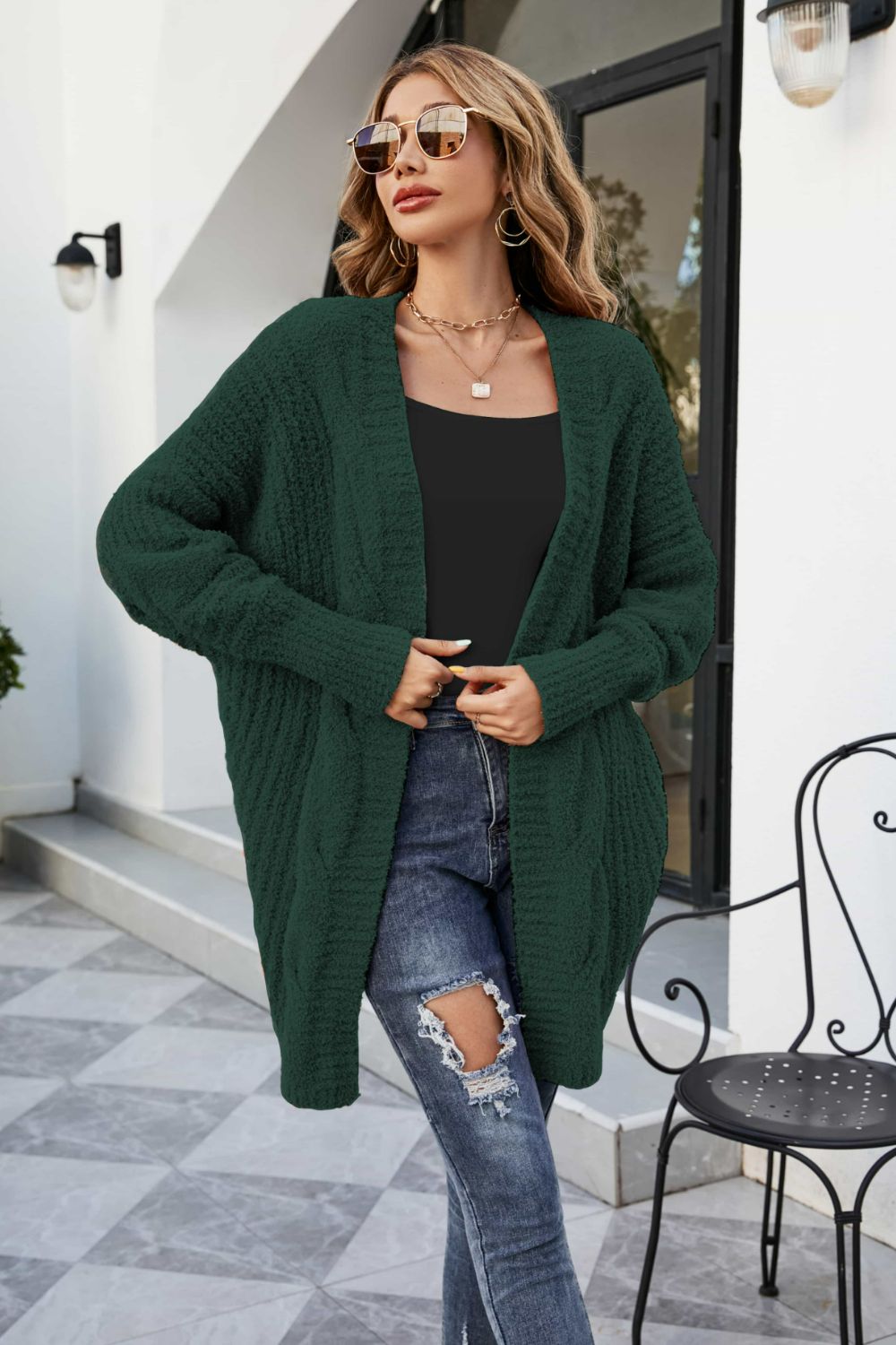 Chunky Knit Open Front Cardigan