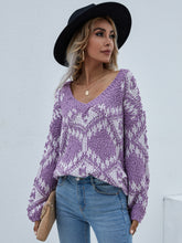 Load image into Gallery viewer, Geometric Print Chunky Knit Sweater
