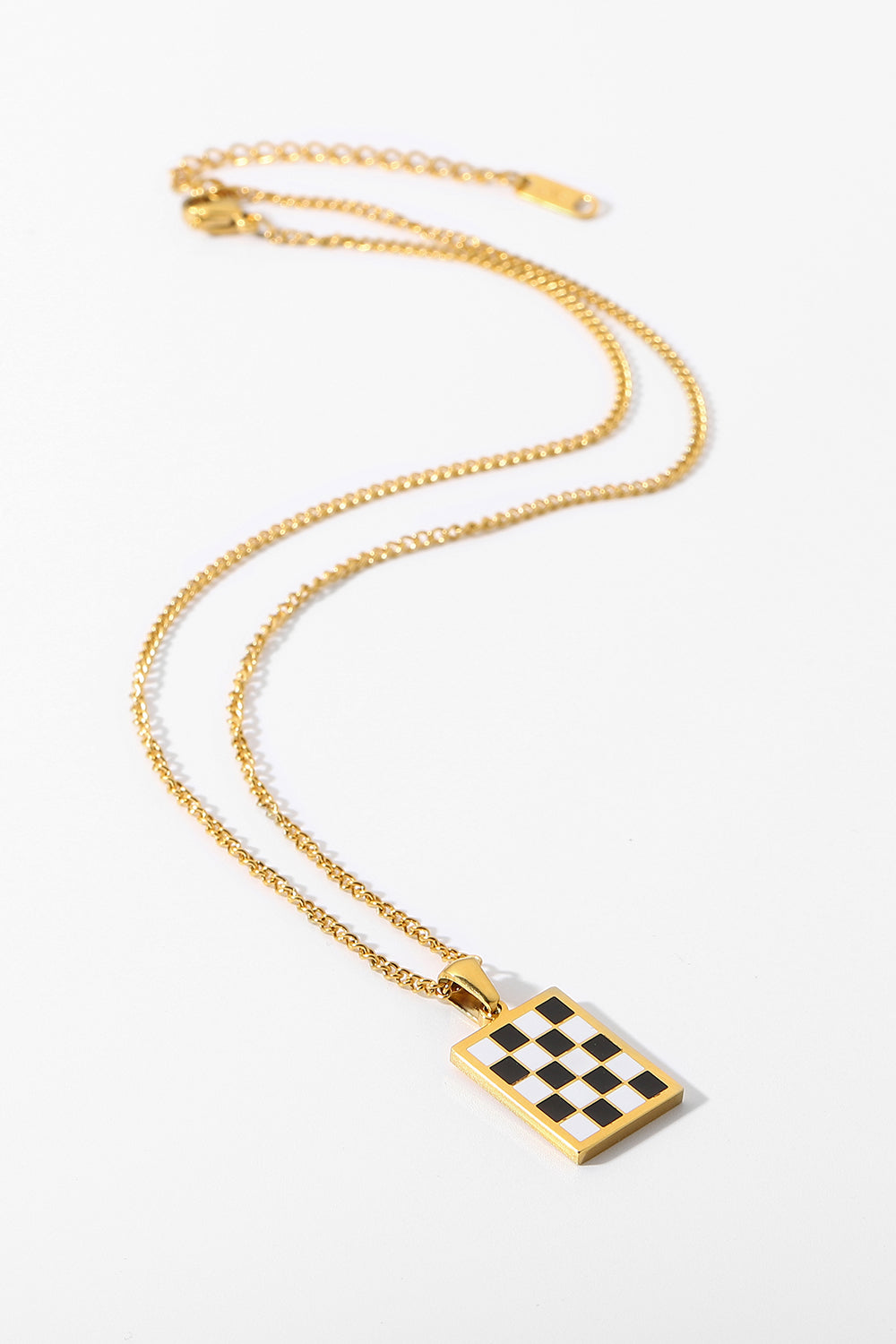 Checkerboard Style Pendant Necklace