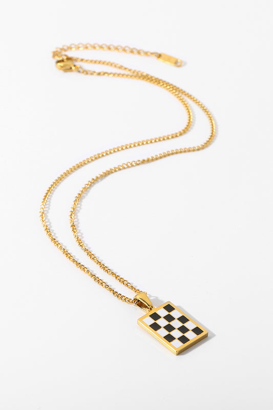 Checkerboard Style Pendant Necklace