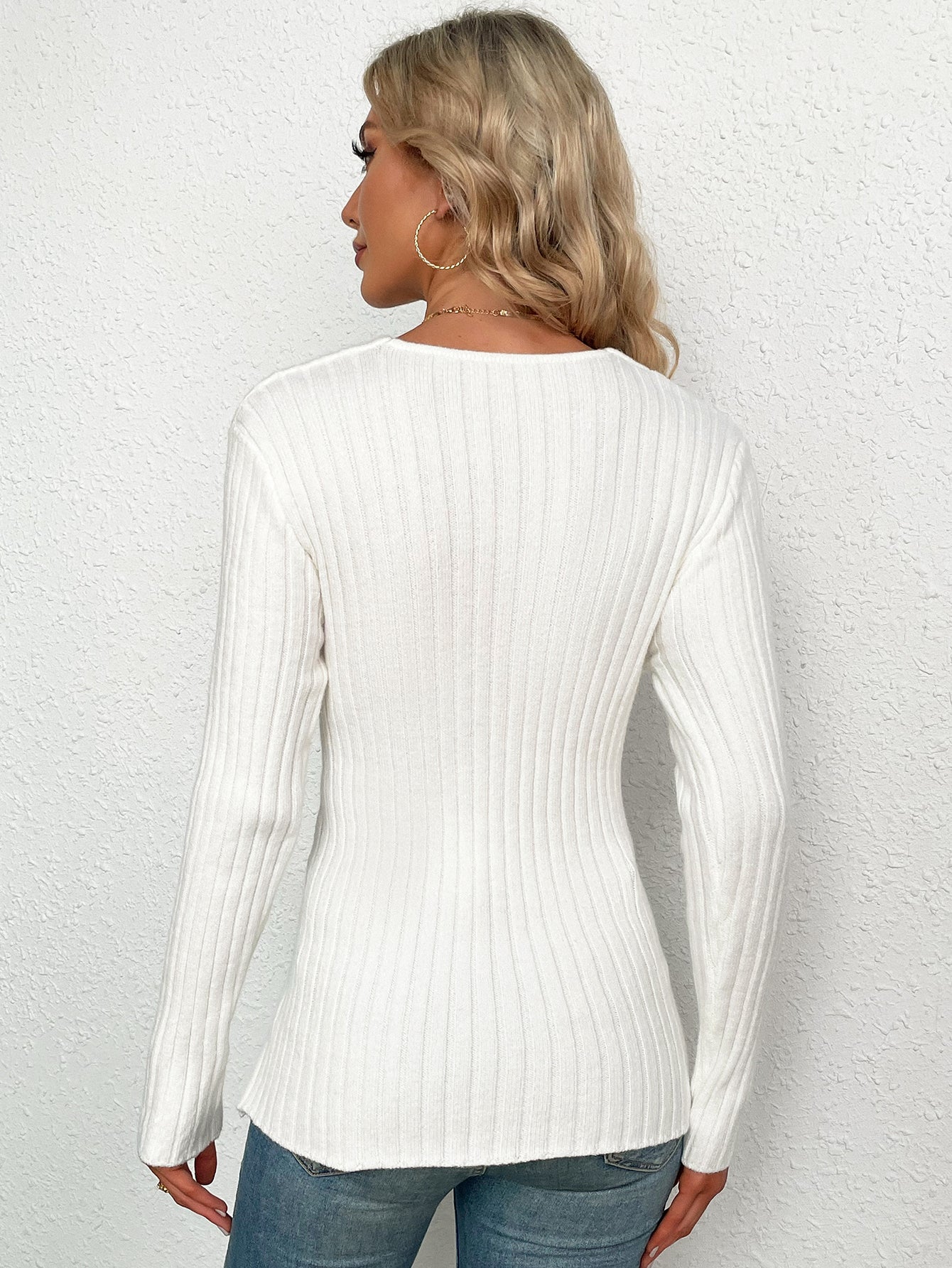 Crisscross Rib-Knit Sweater